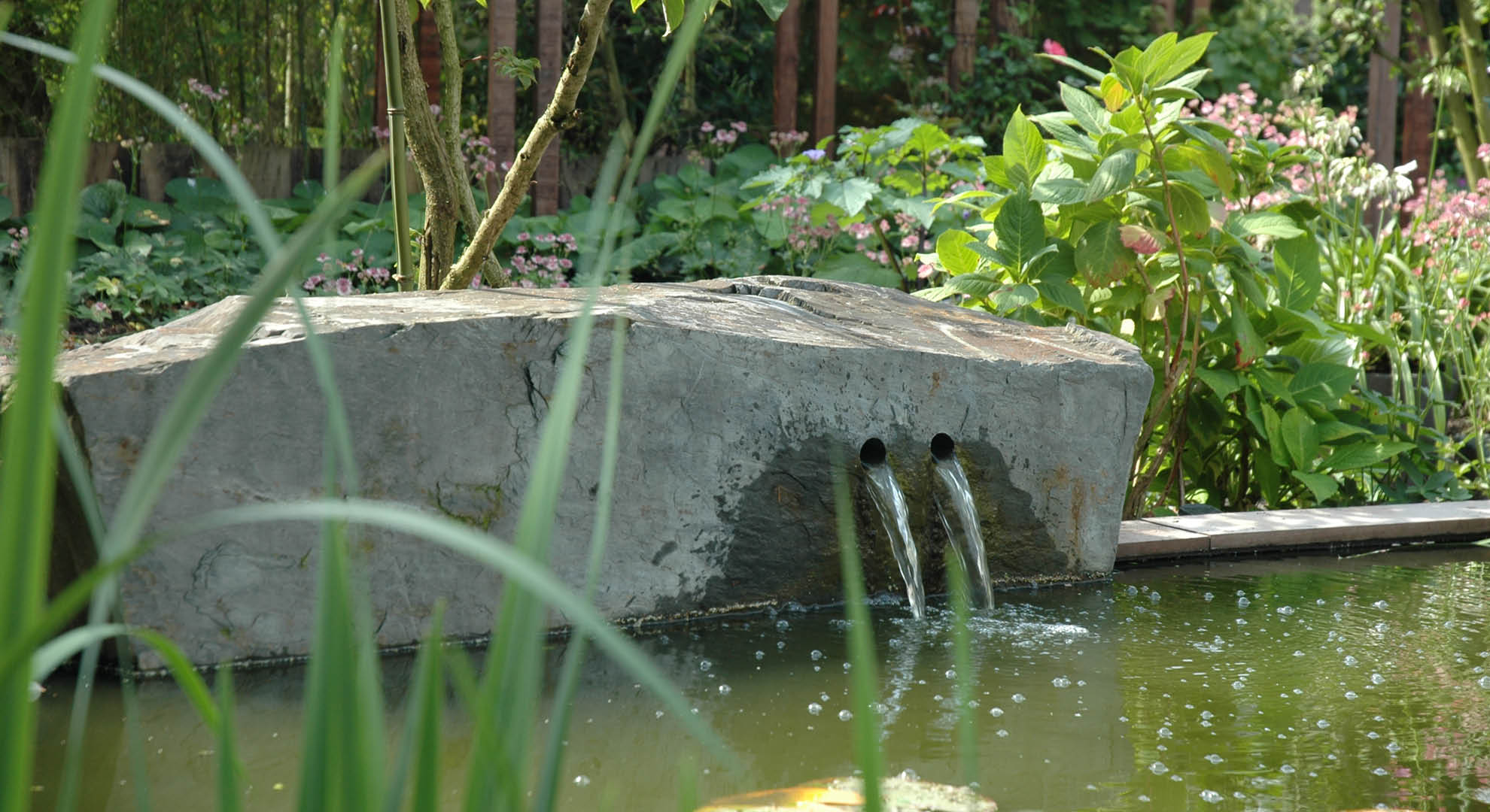 Natuurlijke achtertuin met waterornament - Foto 1
